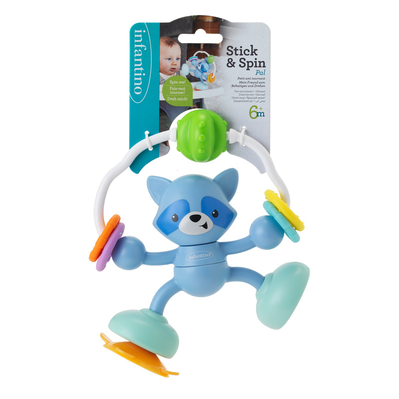 Infantino Cadeira alta Stick & Spin Pal Raccoon
