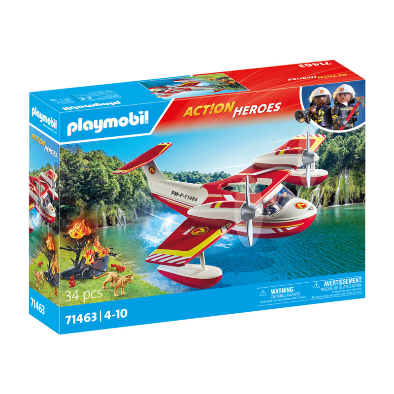 Playmobil 71463 Heróis de ação: hidroavião de combate a incêndios com função de extinção