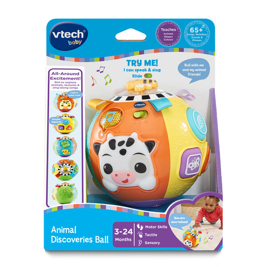 VTech Bola de Brinquedo Animal Discoveries com Sensor de Movimento, Sons, Texturas, Habilidades Motoras, Formas e Cores