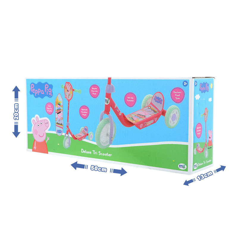 Deluxe Patinete de Três Rodas Peppa Pig – Patinete Infantil com Base Antiderrapante, Pneus de EVA à Prova de Furos e Guidão Ajustável