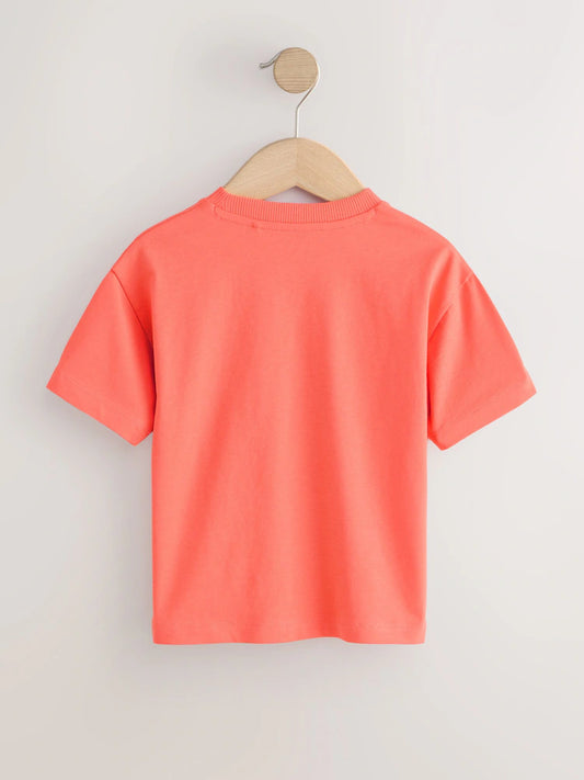 |Boy| Camiseta Lisa De Manga Curta Rosa Coral (3 meses a 7 anos)