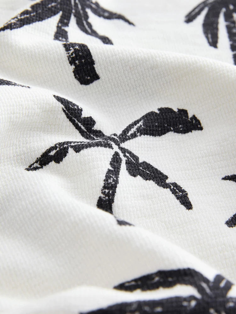 |Boy| Conjunto De Camiseta De Manga Curta e Shorts Com Estampa Total De Palmeiras Em Branco e preto (3 meses a 7 anos)