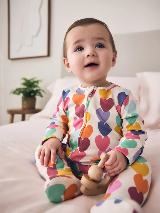 |BabyGirl| Kit Com 3 Macacões De Bebé Com Fecho Bidirecional e Estampado Arco-Íris Vibrante (0 meses a 2 anos)