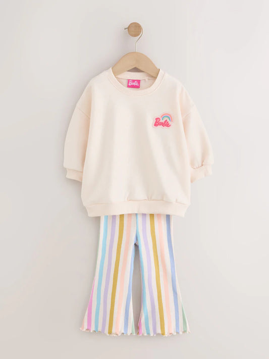 |Girl| Conjunto Barbie Dreamhouse com Moletom Arco-íris e Calça Flare (3 meses a 7 anos)