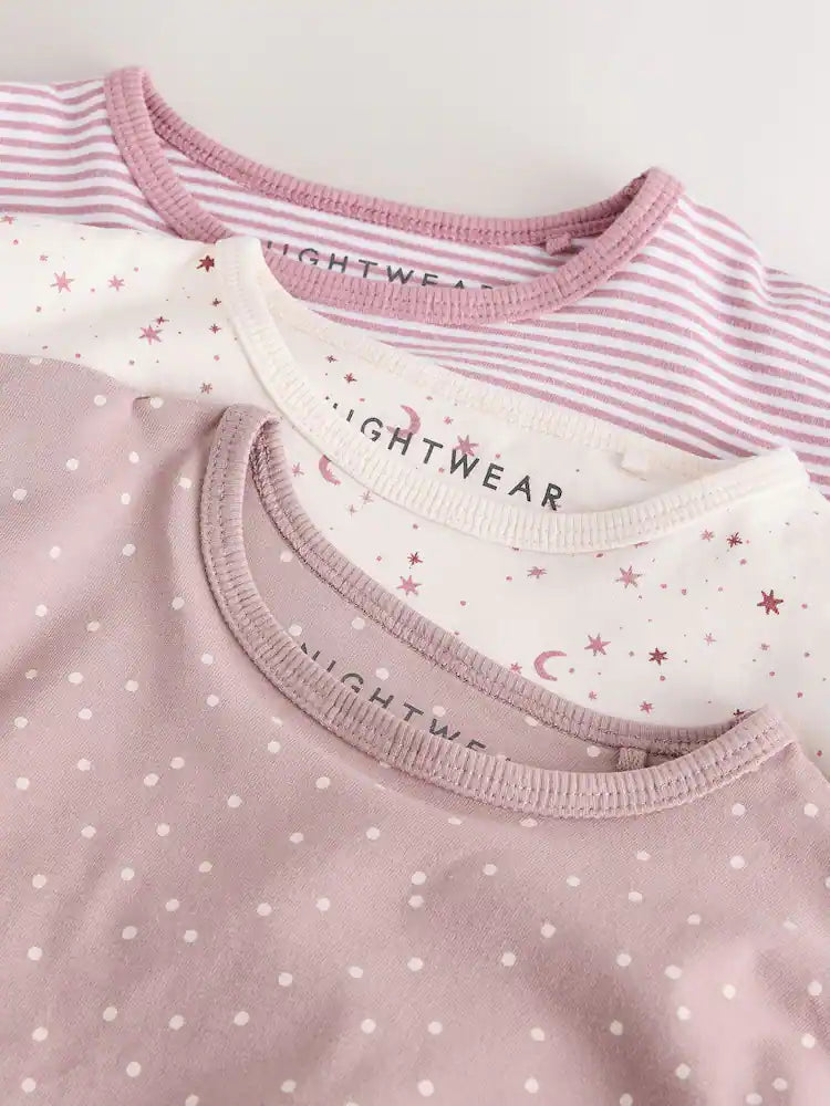 |Girl| Kit com 3 Pijamas Rosa Estilo Jogger (9 meses a 12 anos)