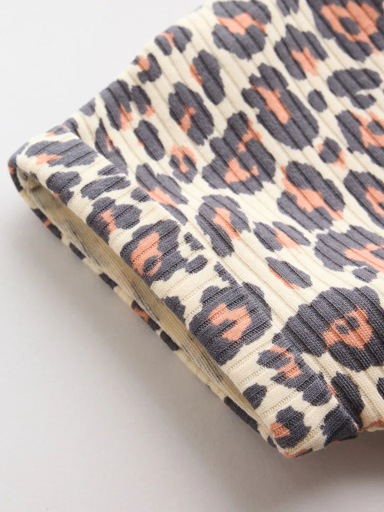 |BabyGirl| Conjunto Com 3 Macacões De Bebê Em Malha Com Estampa De Leopardo e Rosa, Com Botões