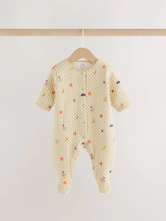 |BabyGirl| Kit com 2 Macacões Acolchoados com Estampa Espacial (Azul-marinho/Amarelo)