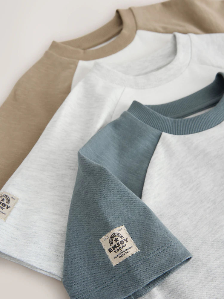 |Boy| Conjunto De 3 Camisetas Raglan Cinza De Manga Comprida (3 meses a 7 anos)