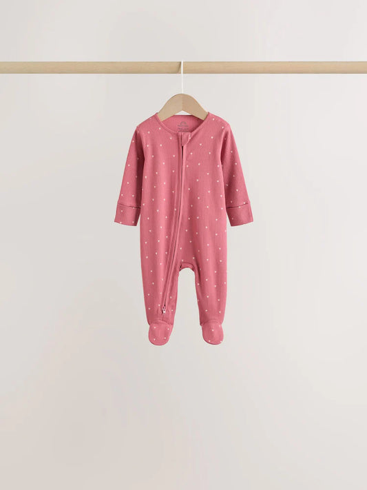 |BabyGirl| Kit Com 7 Macacões de Bebê Rosa com Estampa de Cereja (0 meses a 3 anos)