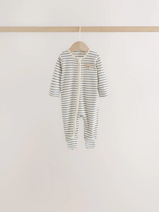 |BabyBoy| Kit com 7 Macacões de Bebê (Neutros/Urso Marrom) com Zíper Bidirecional (0 meses a 2 anos)