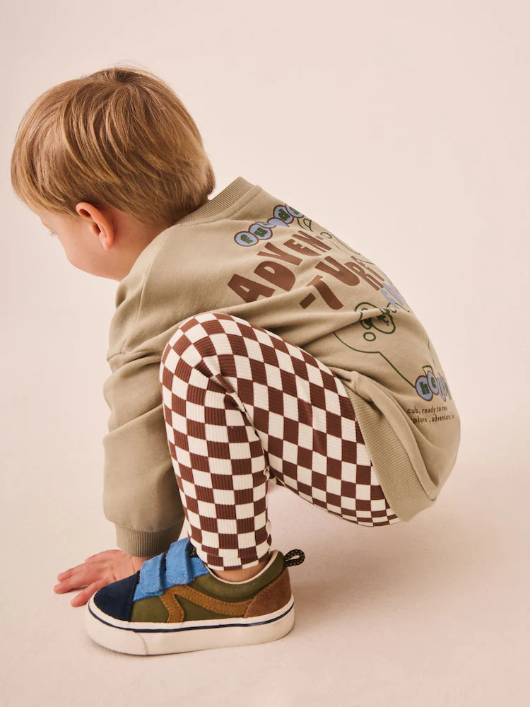 |Boy| Conjunto De 2 Peças Com Moletom e Legging Em Tons Neutros (3 meses a 7 anos)