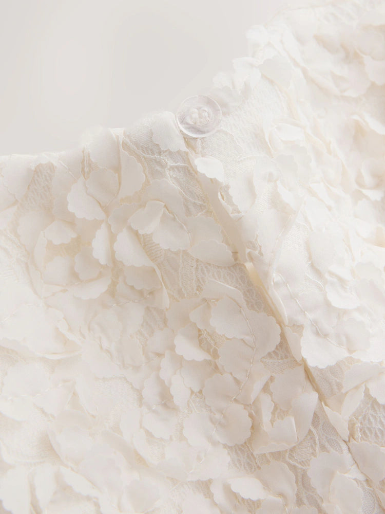 |Girl| Vestido Em Tecido Scuba Texturizado Na Cor Cru, Sem Mangas (3 meses a 7 anos)