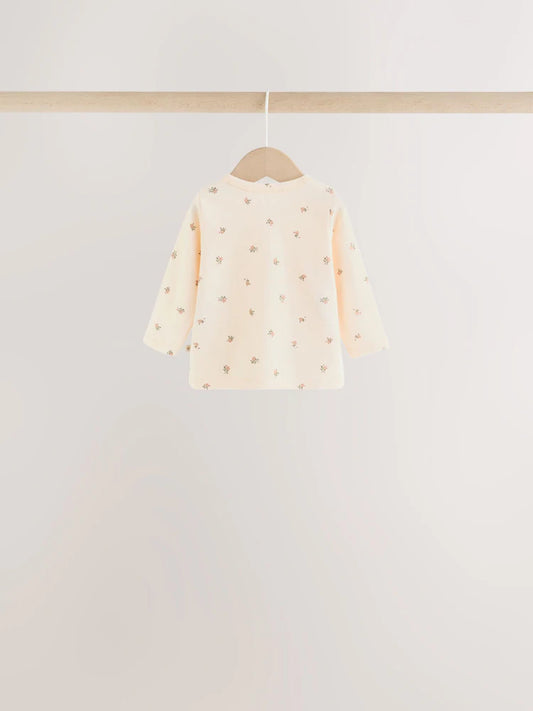 |BabyGirl| Conjunto De 6 Peças Para Bebê: Camiseta De Manga Longa Com Estampa Floral Miúda e Leggings (0 meses a 2 anos)