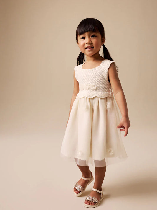 |Girl| Vestido floral cor creme para ocasiões especiais (3 meses a 10 anos)