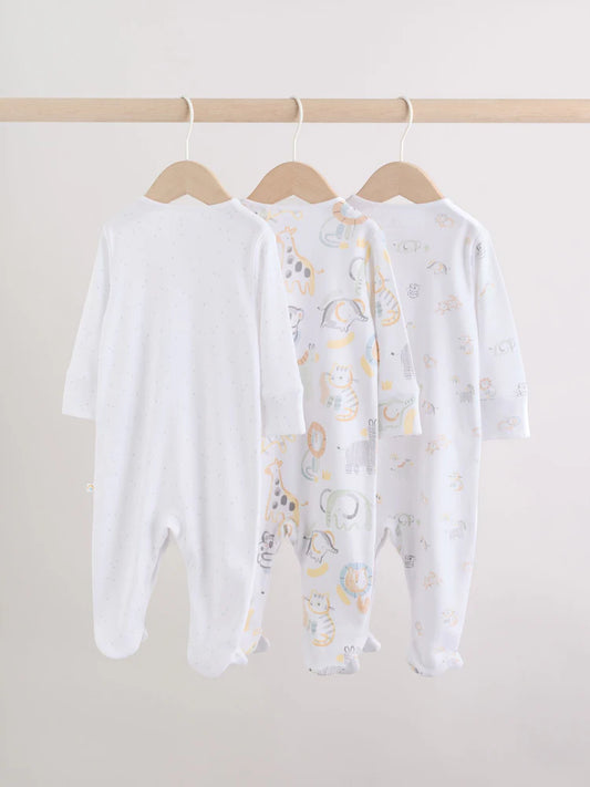 |BabyGirl| Conjunto De 3 Macacões Brancos Estilo Safari Para Bebês