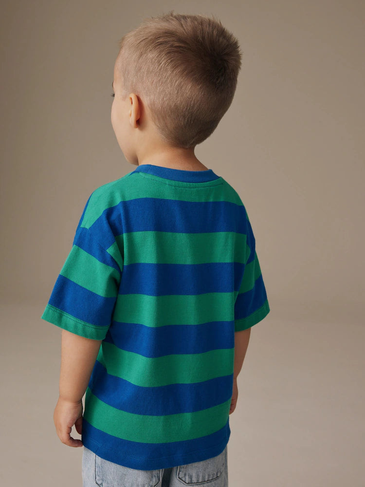 |Boy| Camiseta De Manga Curta Mickey Mouse Azul/Verde (3 meses a 8 anos)