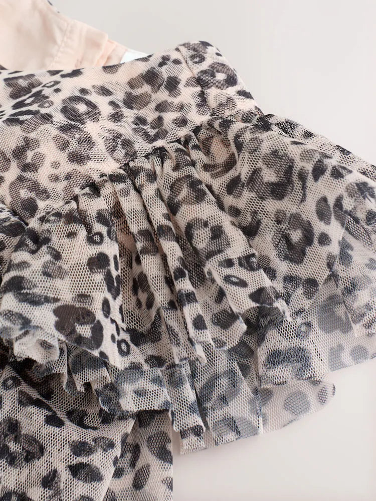 |BabyGirl| Vestido De Malha Com Estampa De Leopardo Para Bebê (0 meses a 2 anos)