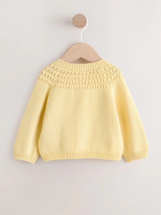 |BabyGirl| Casaquinho Infantil Amarelo Com Bolso Em Formato De Coração e Fechamento Por botões (0 meses a 2 anos)
