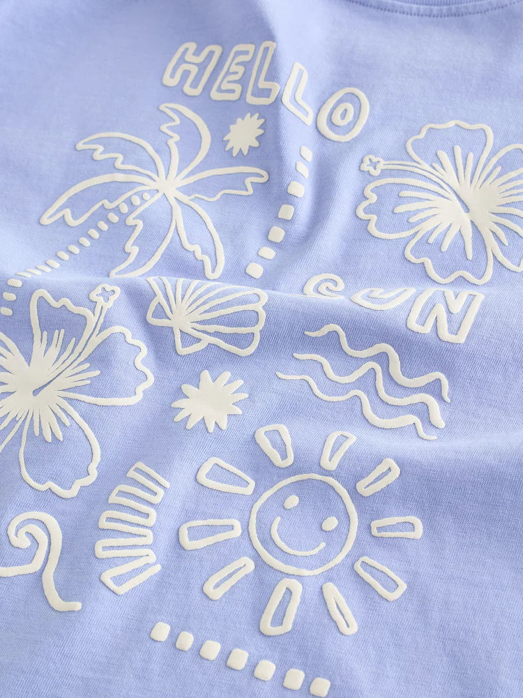 |Boy| Conjunto De Camiseta De Manga Curta e Shorts De Ciclismo Blue Sunshine (3 meses a 7 anos)