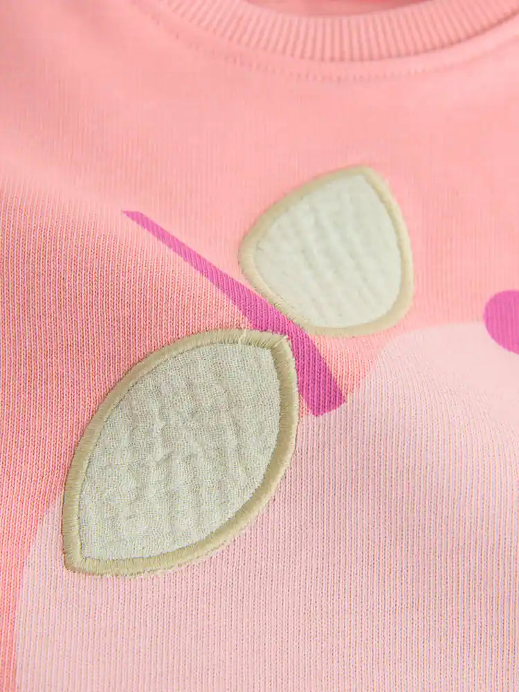 |Girl| Conjunto De Camiseta De Manga Curta e Shorts Com Estampa De Maçã Rosa (3 meses a 7 anos)
