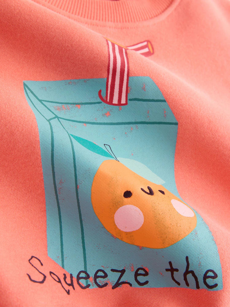 |Girl| Conjunto De Moletom e Calça De Perna Larga Orange Squeeze the Day (3 meses a 7 anos)