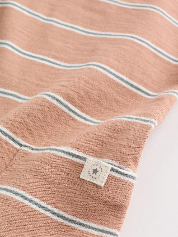 |BabyBoy| Conjunto Com 3 Macacões De Bebê Em Malha Listrada Neutra