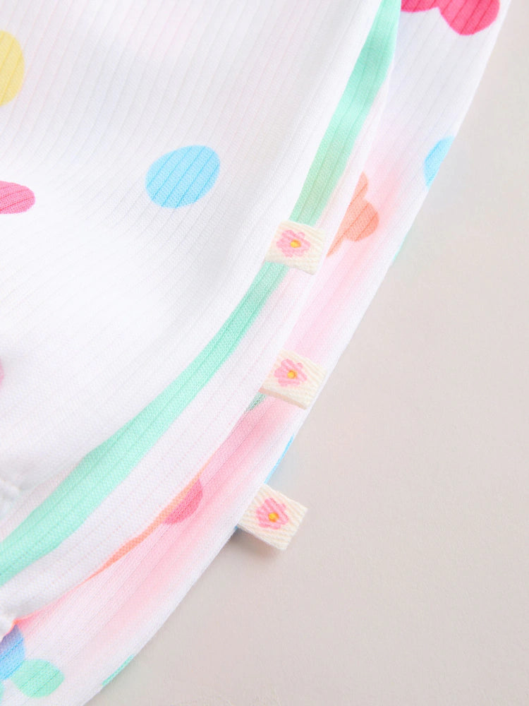 |BabyGirl| Conjunto Com 3 Macacões De Bebê Em Malha Jersey Com Estampa Colorida Por Toda a peça.