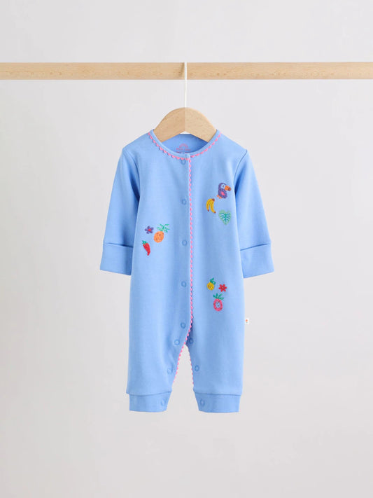 |BabyGirl| Conjunto De 3 Macacões De Dormir Para Bebês Nas Cores Azul e Rosa (0 meses a 3 anos)