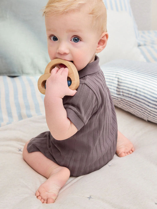 |BabyBoy| Conjunto De Polo e Shorts Marrom Para Bebê (0 meses a 2 anos)