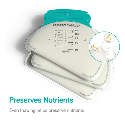 Nanobebe Bolsas para armazenamento de leite materno 25 unidades e organizador