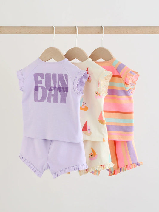 |BabyGirl| Conjunto De Bebê De Verão Com Blusa De Manga Curta e Shorts, 6 peças (0 meses a 2 anos)