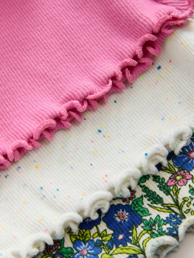 |Girl| Conjunto De 3 Leggings Flare Rosa/Floral (3 meses a 7 anos)