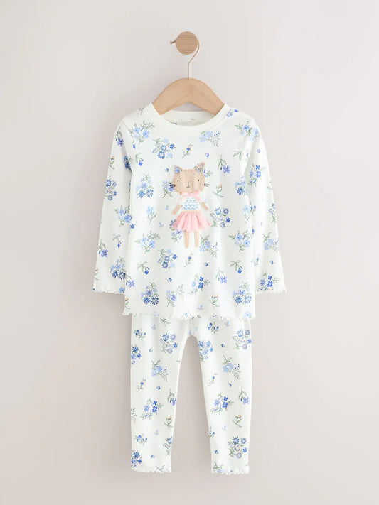 |Girl| Conjunto De 3 Pijamas Azuis Aconchegantes (9 meses a 10 anos)