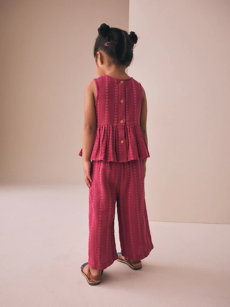 |Girl| Conjunto De Blusa e Calça Rosa-Cereja (3 meses a 8 anos)
