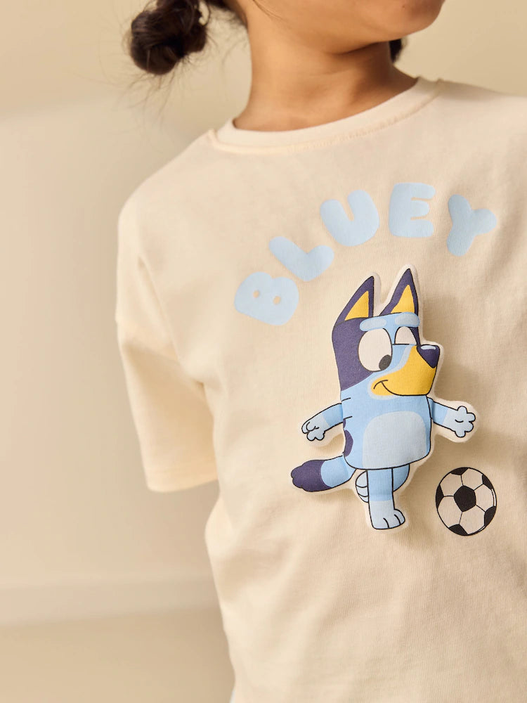 |Boy| Conjunto De Calções De Futebol Ecru White Bluey (12 meses a 7 anos)