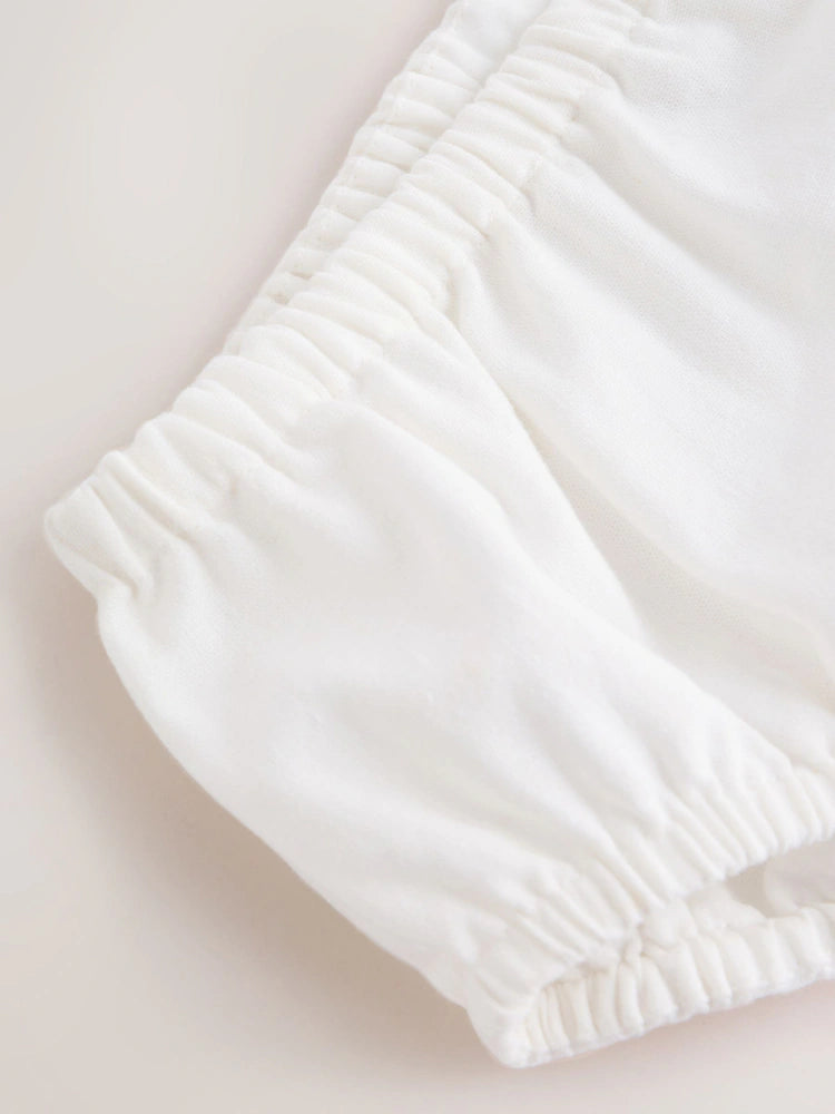 |BabyGirl| Conjunto De Vestido e Calcinha De Tecido Branco Para Bebê (2 peças, de 0 meses a 2 anos)
