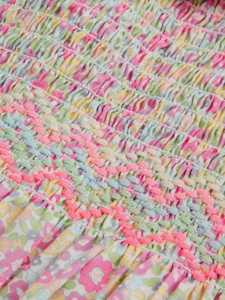 |BabyGirl| Conjunto De Vestido e Calcinha De Bebê Em Tecido Rosa Floral (2 peças, 0 meses a 2 anos)