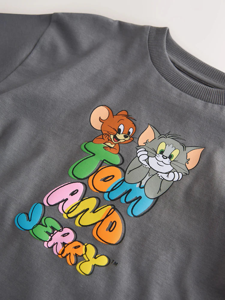 |Boy| Camiseta Cinza Carvão Tom e Jerry (3 meses a 8 anos)