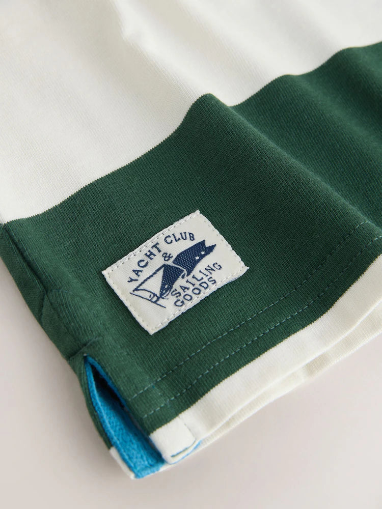 |Boy| Camisa Polo De Rugby De Manga Curta Verde/Branca (3 meses a 7 anos)