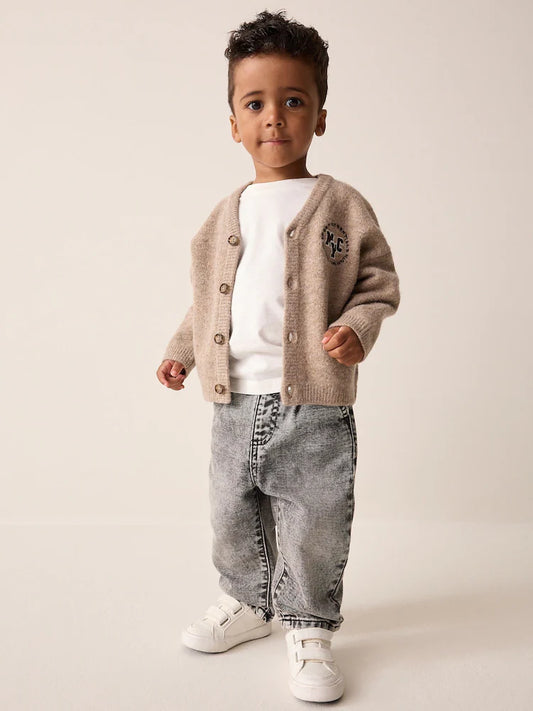 |Boy| Cardigã Marrom com Estampa de Personagem (3 meses a 7 anos)