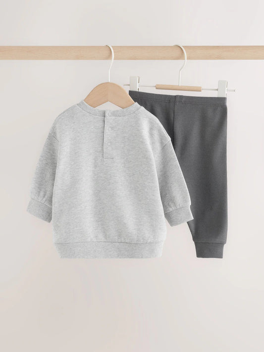 |BabyBoy| Conjunto de Moletom e Legging Cinza "Little Man" para Bebê (0 meses a 2 anos)