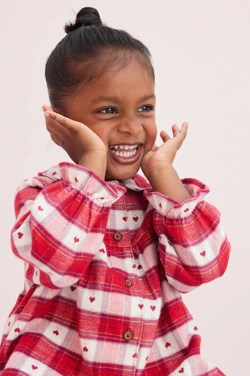 |Niña| Pijama 100% Algodón Con Botones - Cuadros Rojos (9 meses a 10 años)