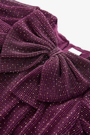 |Girl| Vestido De Malha Brilhante - Roxo Ameixa (3 meses a 7 anos)