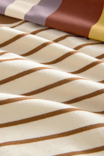 |Boy| Pijama Snuggle Com Listras Vermelhas/Roxas 100% Algodão, Pacote Com 3 (9 meses a 12 anos)