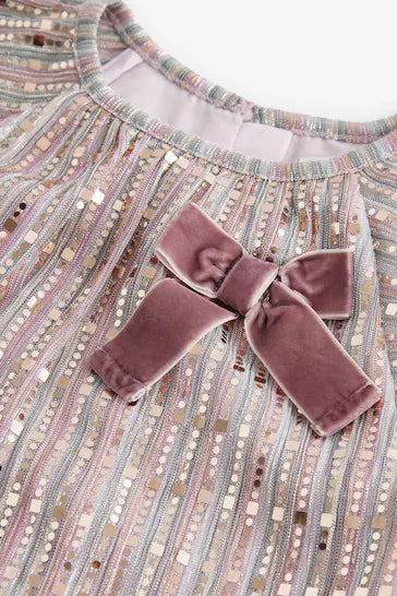 |Girl| Vestido De Festa Com Lantejoulas e Manga Anjo – Arco Arco-Iris (3 meses a 10 anos)