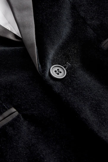 |Boy| Conjunto De Blazer, Camisa, Calças e Gravata Borboleta De Veludo Preto (3 meses a 9 anos)