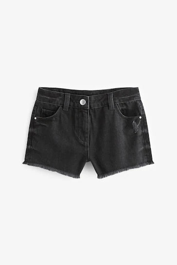 |NiñaGrande| Pantalón corto con bajo deshilachado - Negro (3-16 años)