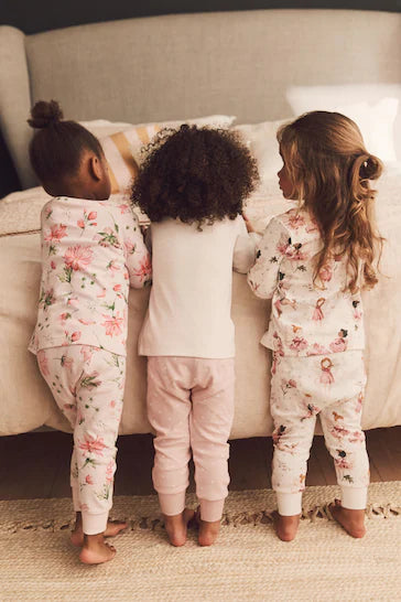 |Niña| Pack de 3 pijamas Hada blanca rosa/crudo (de 9 meses a 12 años)