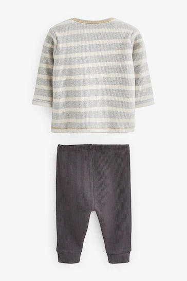 |BabyGirl| Conjunto De 2 Peças De Camiseta e Legging Para Bebê - Neutral Dinosaur (0mes-2anos)