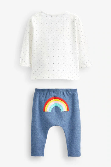 |Niña| Conjunto de top y leggings para bebé - Abejorro blanco/azul